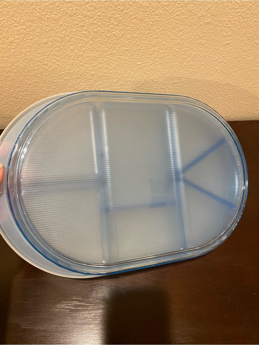 VTG Tupperware Blue PRELUDIO Watercolor Serving Oval Divided Serving Tray w/Lid - Picture 12 of 14